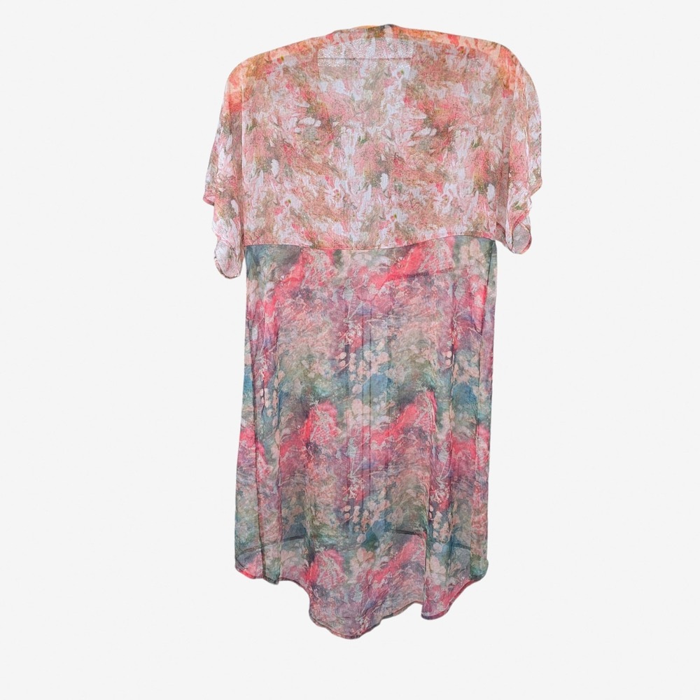 Soft Surroundings Large Kimono Tassel Cover Up Sheer Art to Wear Watercolor - Picture 6 of 6